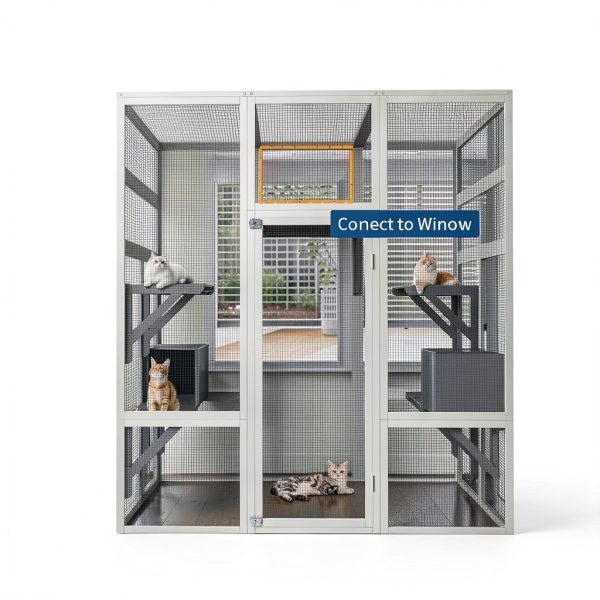 Large Catio Outdoor Cat Enclosure GarveeLife Patio Waterproof Roof-4
