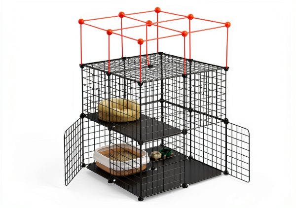 3 tier cat cage indoor enclosure by Eiiel metal wire black 2Lx2Wx3H-3