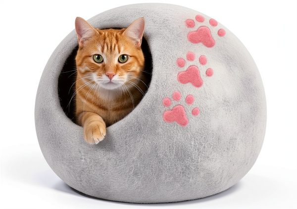 Woolygon Merino Wool Cat Cave Bed - Foldable Eco Felt Enclosure-0