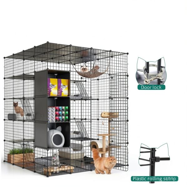 Cat Cage Large YITAHOME with Storage Cube, 5‑Tier Metal Playpen-7