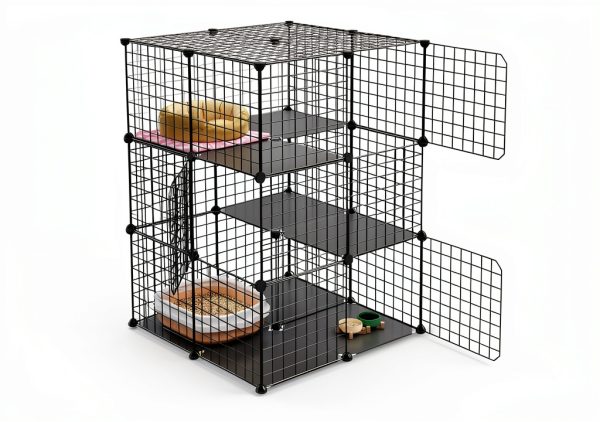 3 tier cat cage indoor enclosure by Eiiel metal wire black 2Lx2Wx3H-2