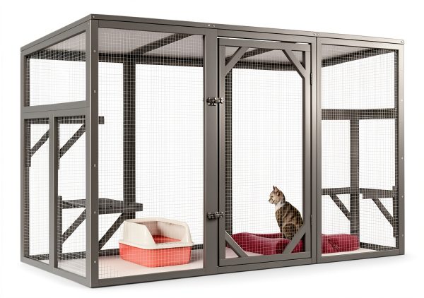 Outdoor Cat House, 71" Catio Outdoor Cat Enclosure, Large Cat Patio Enclosure for Multiple Cats, Weatherproof Cattio for Cats Outside, Wood Frame, Easy Assembly for Backyard, Grey-6