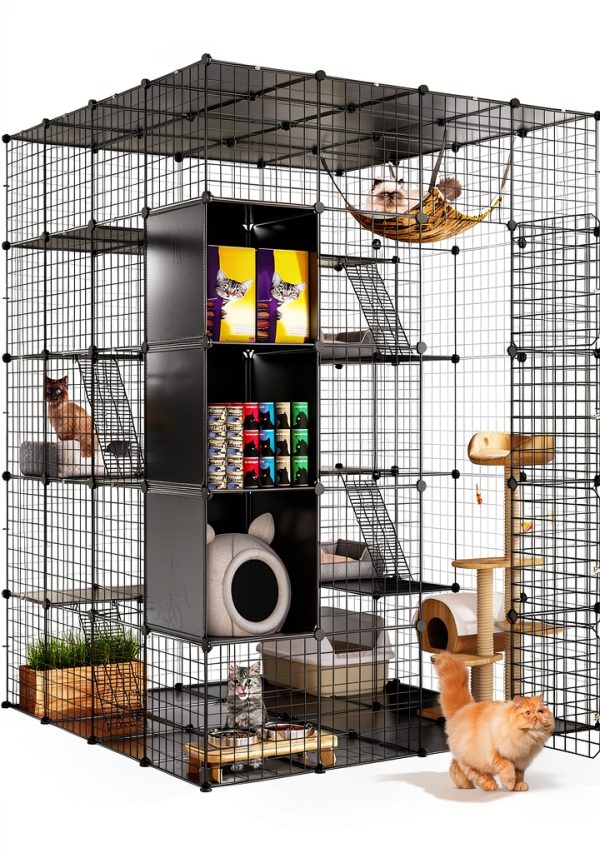 Cat Cage Large YITAHOME with Storage Cube, 5‑Tier Metal Playpen-0