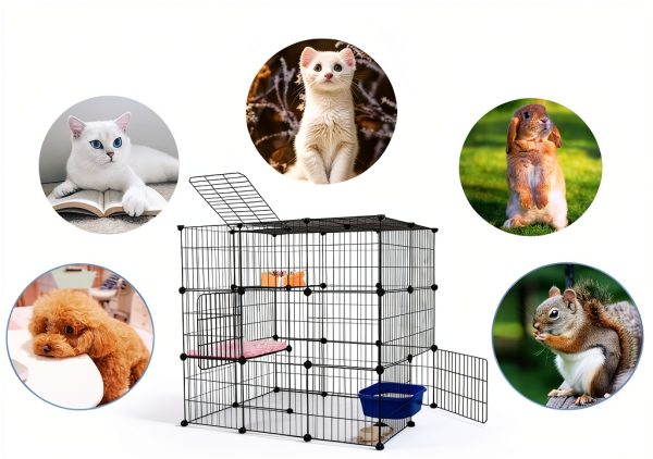 Oneluck 3-Tier Cat Cages Metal Wire 35.4"-4