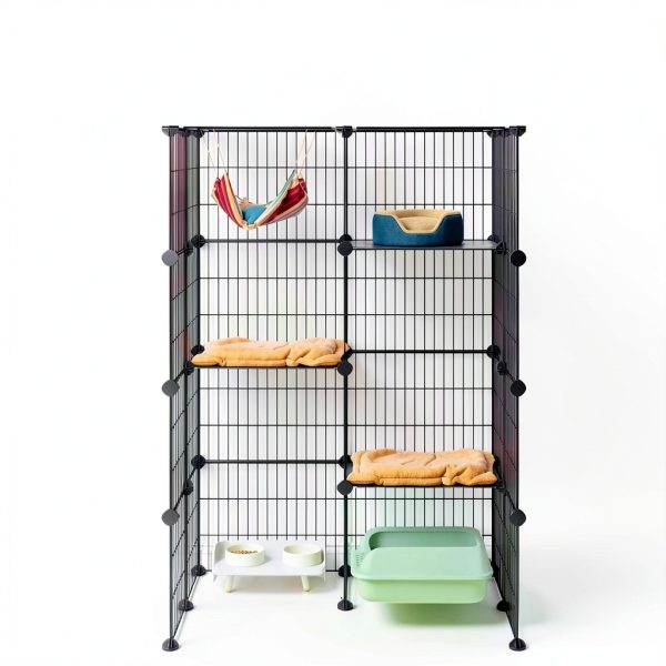 Oneluck 4-Tier 47.2 Inch Large Cat Cages DIY Cat Playpen Detachable Metal Wire Kennels Cat Crate Exercise Extra Place Ideal for 1-2 Cat-2