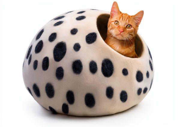 Merino Wool Cat Cave Bed Woolygon Foldable Felt Enclosure for Cats-0