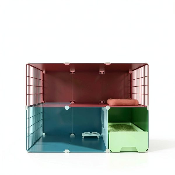 SNAAT Cat Cage Enclosure with Clear Sliding Door and Litter Box-5
