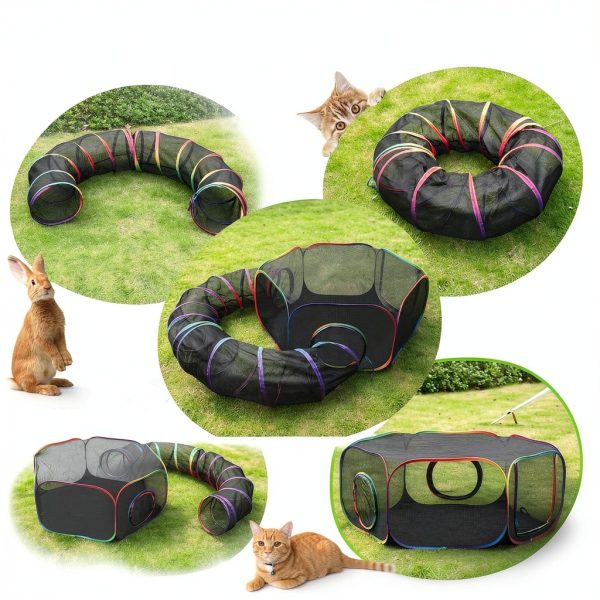 Outdoor Cat Enclosure PLITTPETTS Rainbow Playpen Foldable Tent-2