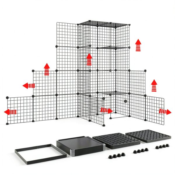 Large Cat Cage Playpen Wire Enclosure Eiiel 55Lx41W x69H Black-6