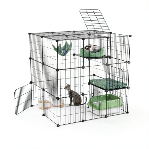 Oneluck 3-Tier Cat Cages Metal Wire 35.4"-0