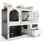 SNAAT Cat Cage Enclosure with Clear Sliding Door and Litter Box-0