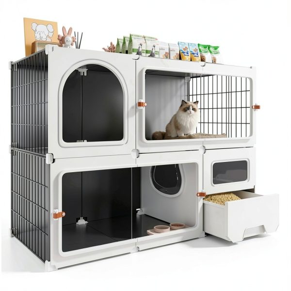 SNAAT Cat Cage Enclosure with Clear Sliding Door and Litter Box-0