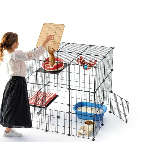 Oneluck 3-Tier Cat Cages Metal Wire 35.4"-1