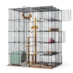 Large Cat Cage Playpen Wire Enclosure Eiiel 55Lx41W x69H Black-0