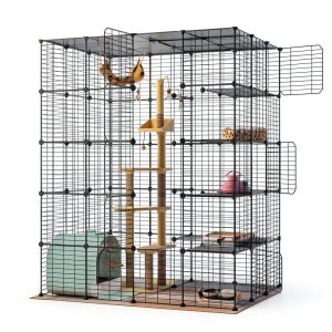 Large Cat Cage Playpen Wire Enclosure Eiiel 55Lx41W x69H Black-0