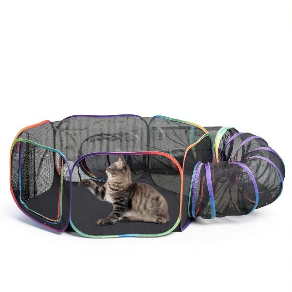 Outdoor Cat Enclosure PLITTPETTS Rainbow Playpen Foldable Tent-5