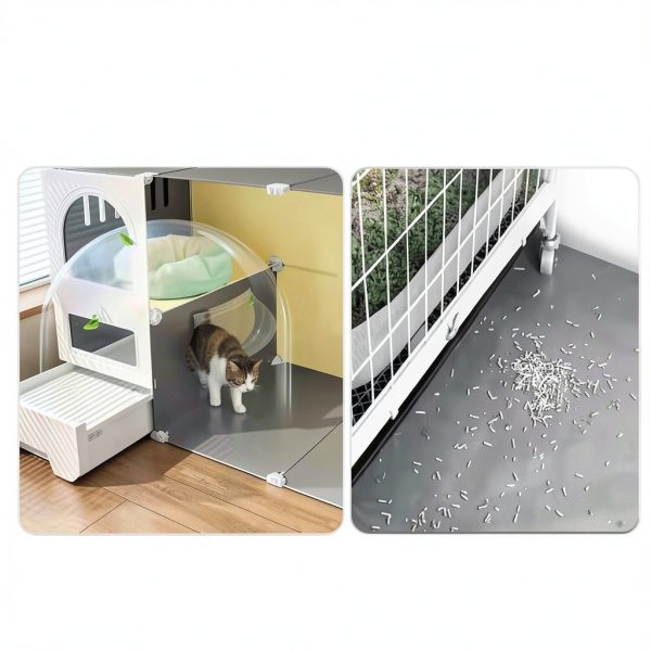 Cat Cage SNAAT WH Enclosure with Metal Playpen and Litter Box-1