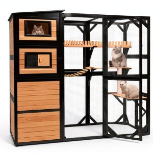 Large Cat Catio Outdoor 4 Tier Enclosure with Dual Roof by FunXplore-0