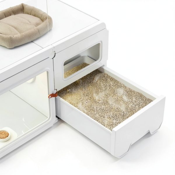 SNAAT Cat Cage Enclosure with Clear Sliding Door and Litter Box-3