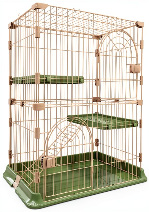 Cat Cage 2-Tier Indoor Cat Enclosure with Widen Bottom Buckle & Reinforced Locking Clamps DlY Cat Playpen for 1-2 Cats & Small Pets,30" Lx 20" W X 35" H (Green, Two-Tier35")-4