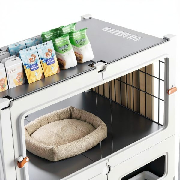 SNAAT Cat Cage Enclosure with Clear Sliding Door and Litter Box-4