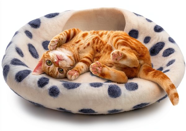 Merino Wool Cat Cave Bed Woolygon Foldable Felt Enclosure for Cats-2