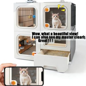 Cat Cage SNAAT WH Enclosure with Metal Playpen and Litter Box-0