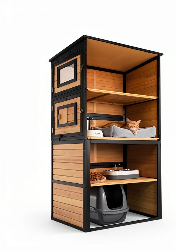 Large Cat Catio Outdoor 4 Tier Enclosure with Dual Roof by FunXplore-3