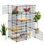 Oneluck 4-Tier 47.2 Inch Large Cat Cages DIY Cat Playpen Detachable Metal Wire Kennels Cat Crate Exercise Extra Place Ideal for 1-2 Cat-0