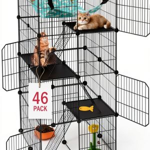 Cat Cage 4 Tier DIY Catio by Koreiman Outdoor Enclosure with Hammock-0