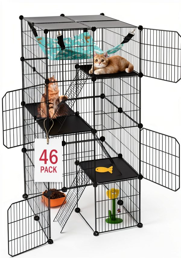 Cat Cage 4 Tier DIY Catio by Koreiman Outdoor Enclosure with Hammock-0