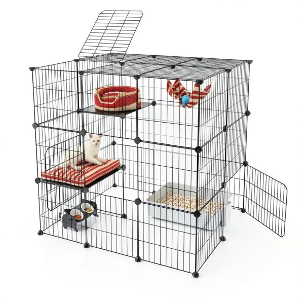 Oneluck 3-Tier Cat Cages Metal Wire 35.4"-7