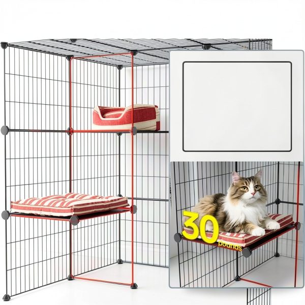 Oneluck 4-Tier 47.2 Inch Large Cat Cages DIY Cat Playpen Detachable Metal Wire Kennels Cat Crate Exercise Extra Place Ideal for 1-2 Cat-4