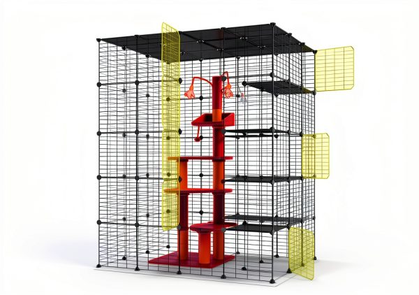 Large Cat Cage Playpen Wire Enclosure Eiiel 55Lx41W x69H Black-1
