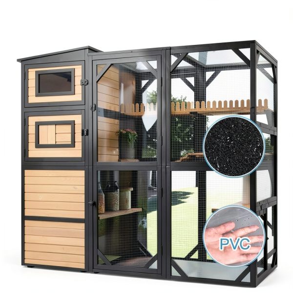 Large Cat Catio Outdoor 4 Tier Enclosure with Dual Roof by FunXplore-5
