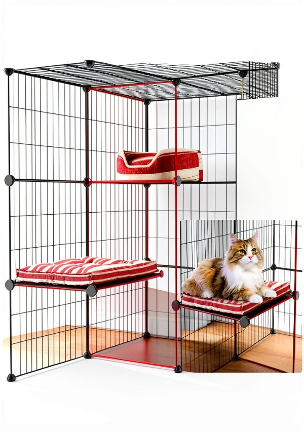 Oneluck 3-Tier Cat Cages Metal Wire 35.4"-2