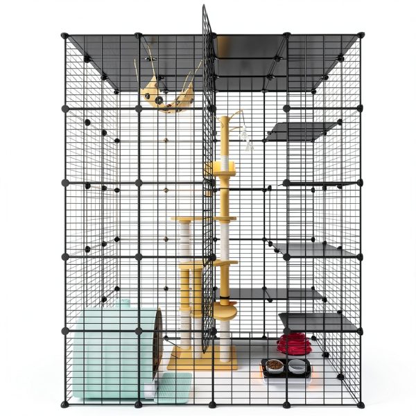 Large Cat Cage Playpen Wire Enclosure Eiiel 55Lx41W x69H Black-7