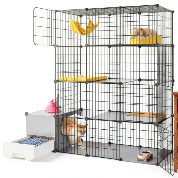 Cat Cage with Litter Box by Oneluck 4-Tier DIY Enclosure for 1-2 Cats-4