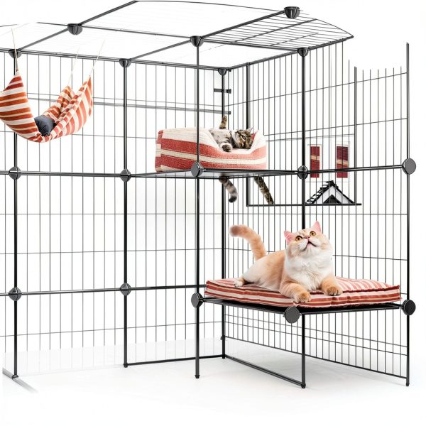 Oneluck 3-Tier Cat Cages Metal Wire 35.4"-3