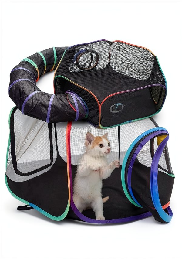 Outdoor Cat Enclosure PLITTPETTS Rainbow Playpen Foldable Tent-4